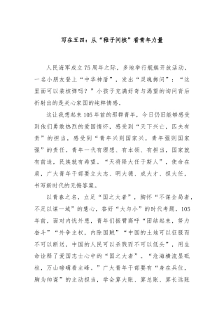 写在五四：从“稚子问核”看青年力量