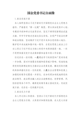 国企党委书记自画像