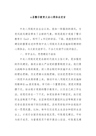 x县警示教育大会心得体会发言