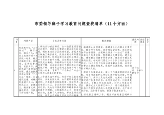 市委领导班子学习教育问题查找清单（11个方面）