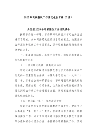 (7篇)2025年巡察整改工作情况报告汇编