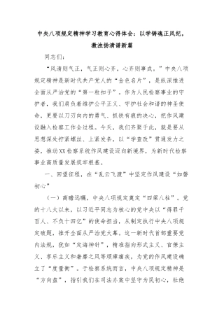 中央八项规定精神学习教育心得体会：以学铸魂正风纪，激浊扬清谱新篇
