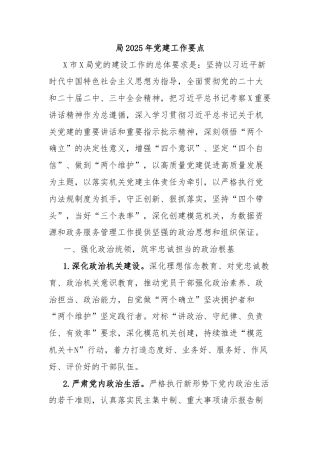 局2025年党建工作要点