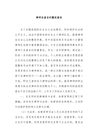 律师自查自纠整改报告