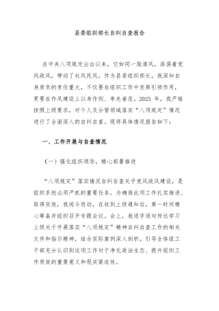 县委组织部长自纠自查报告