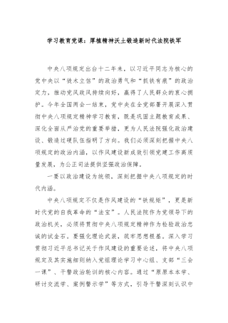 学习教育党课：厚植精神沃土锻造新时代法院铁军
