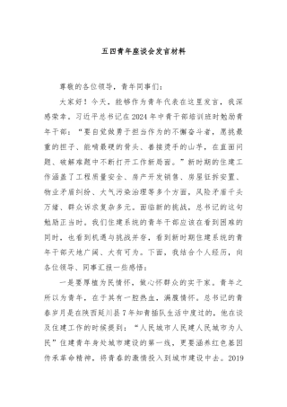 五四青年座谈会发言材料