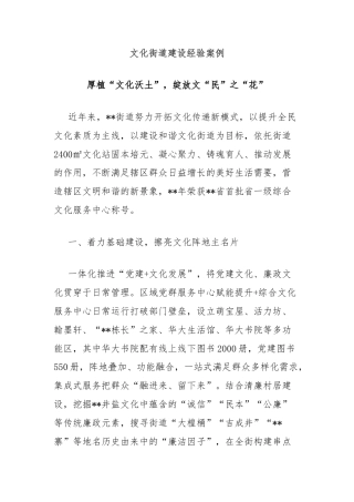 文化街道建设经验案例