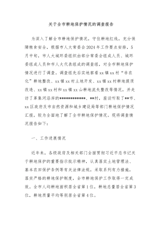 关于全市耕地保护情况的调查报告