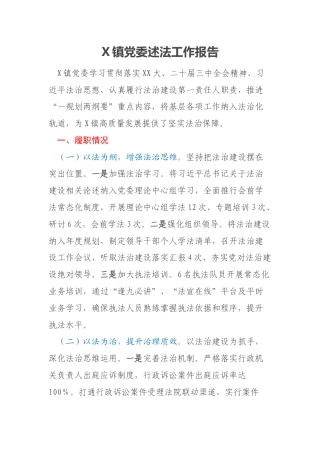 X镇党委述法工作报告