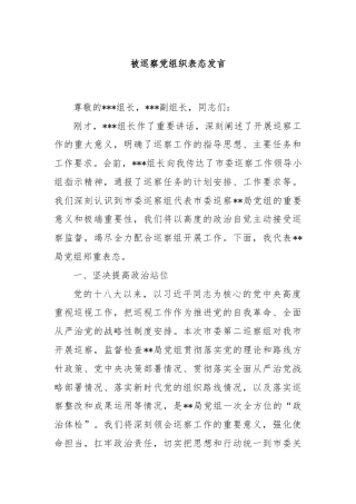 被巡察党组织表态发言