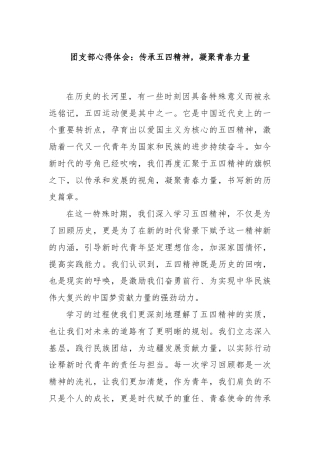 团支部心得体会：传承五四精神，凝聚青春力量