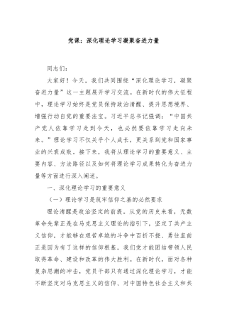党课：深化理论学习 凝聚奋进力量