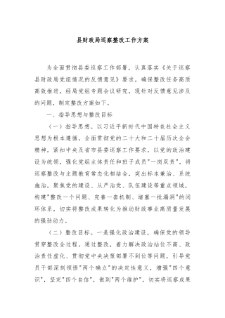 县财政局巡察整改工作方案