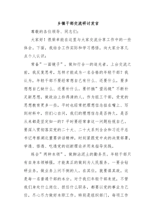 乡镇干部交流研讨发言
