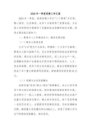2025年一季度党建工作汇报​