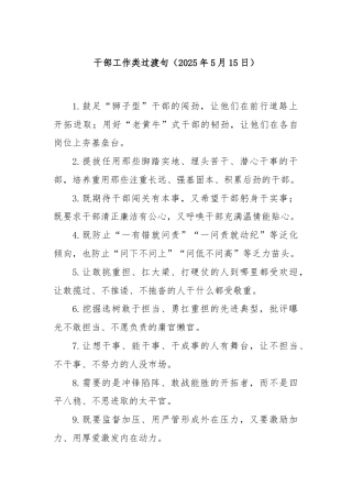 干部工作类过渡句（2025年5月15日）