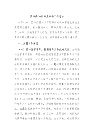 团市委2025年上半年工作总结