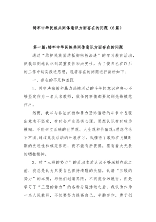 (6篇)铸牢中华民族共同体意识方面存在的问题