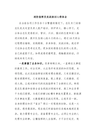 消防指挥员实战培训心得体会