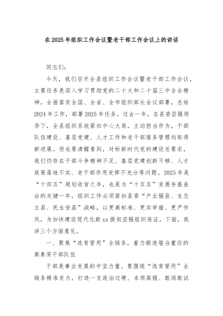 在2025年组织工作会议暨老干部工作会议上的讲话