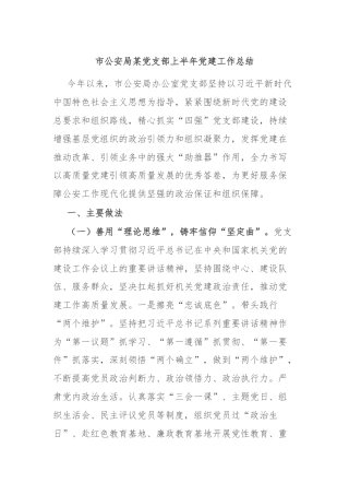 市公安局某党支部上半年党建工作总结