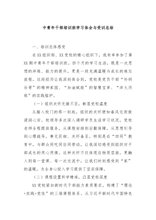 中青年干部培训班学习体会与受训总结