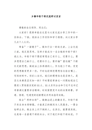 乡镇年轻干部交流研讨发言