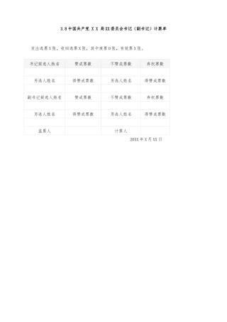 3.8中国共产党 X X 局XX委员会书记（副书记）计票单