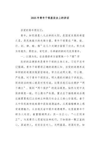 2025年青年干部座谈会上的讲话