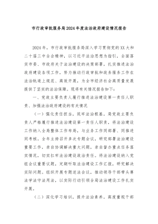 市行政审批服务局2024年度法治政府建设情况报告