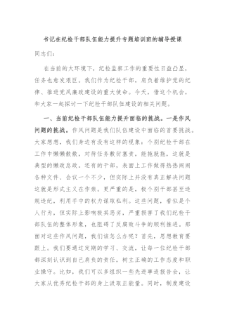 书记在纪检干部队伍能力提升专题培训班的辅导授课