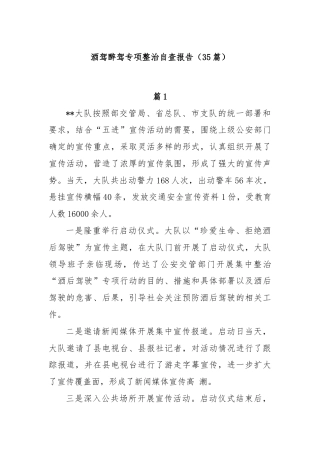 (35篇)(酒驾醉驾专项整治自查报告