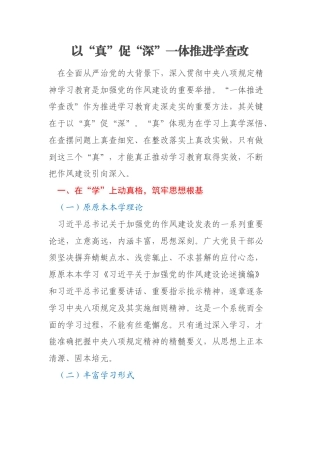 以“真”促“深”一体推进学查改