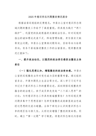 2025年意识形态问题整改情况报告
