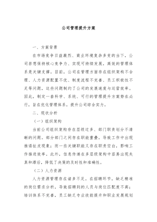 公司管理提升方案