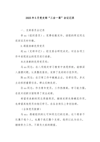 2025年5月党支部“三会一课”会议记录