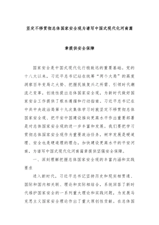 坚定不移贯彻总体国家安全观为谱写中国式现代化河南篇章提供安全保障