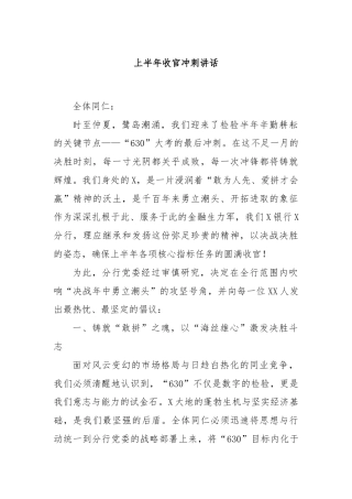 上半年收官冲刺讲话