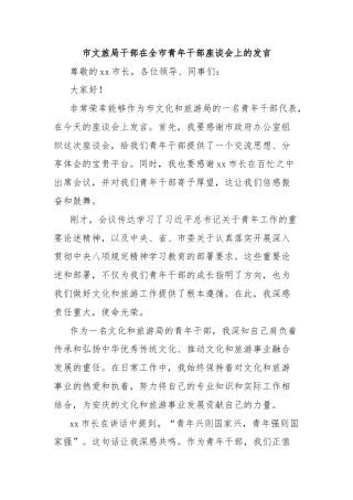市文旅局干部在全市青年干部座谈会上的发言
