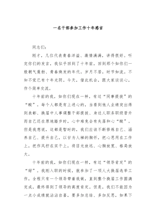 一名干部参加工作十年感言