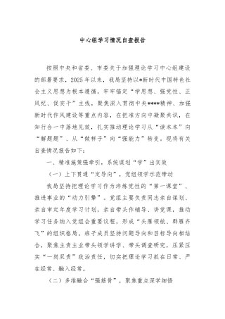中心组学习情况自查报告