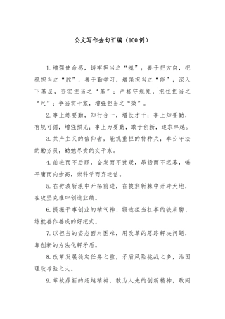 公文写作金句汇编（100例）