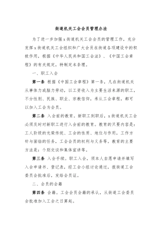 街道机关工会会员管理办法
