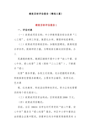 (5篇)绩效目标评估报告