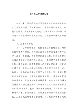 团市委工作总结汇报