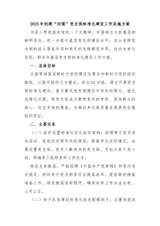 2025年创建“四强”党支部标准化建设工作实施方案