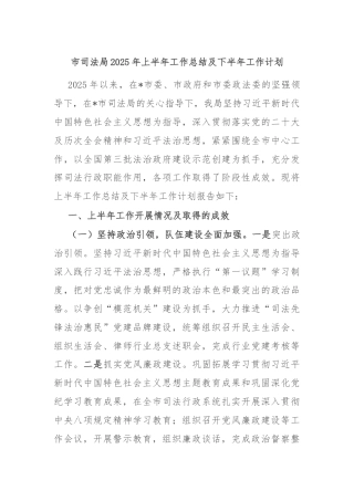 市司法局2025年上半年工作总结及下半年工作计划