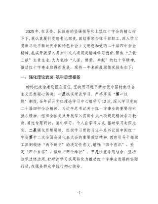 XX区红十字会党组书记2025年度述职述廉报告