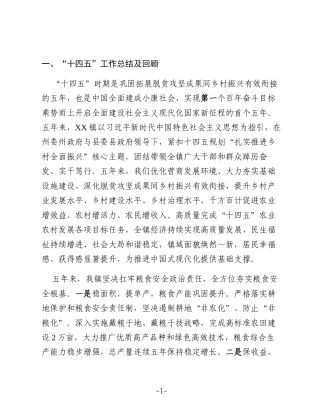 XX镇“十四五”工作总结及“十五五”工作计划